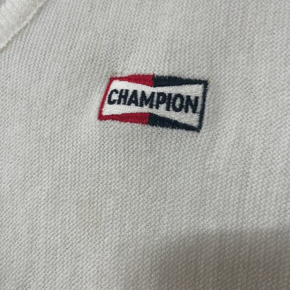 Pickering VTG Union Made Golf Sweater Cream Acrylic V Neck Champion Spark Plug S - Picture 2 of 6